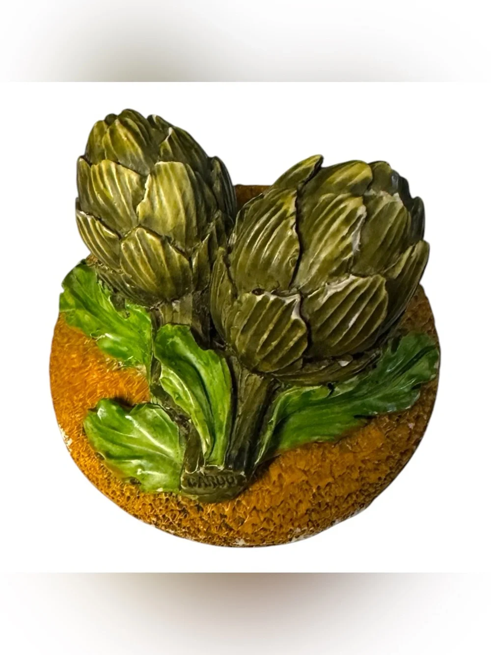 Horchow / Cardo 90’s Made in Italy Tomato Canister Artichoke Cork Topper 13.5”